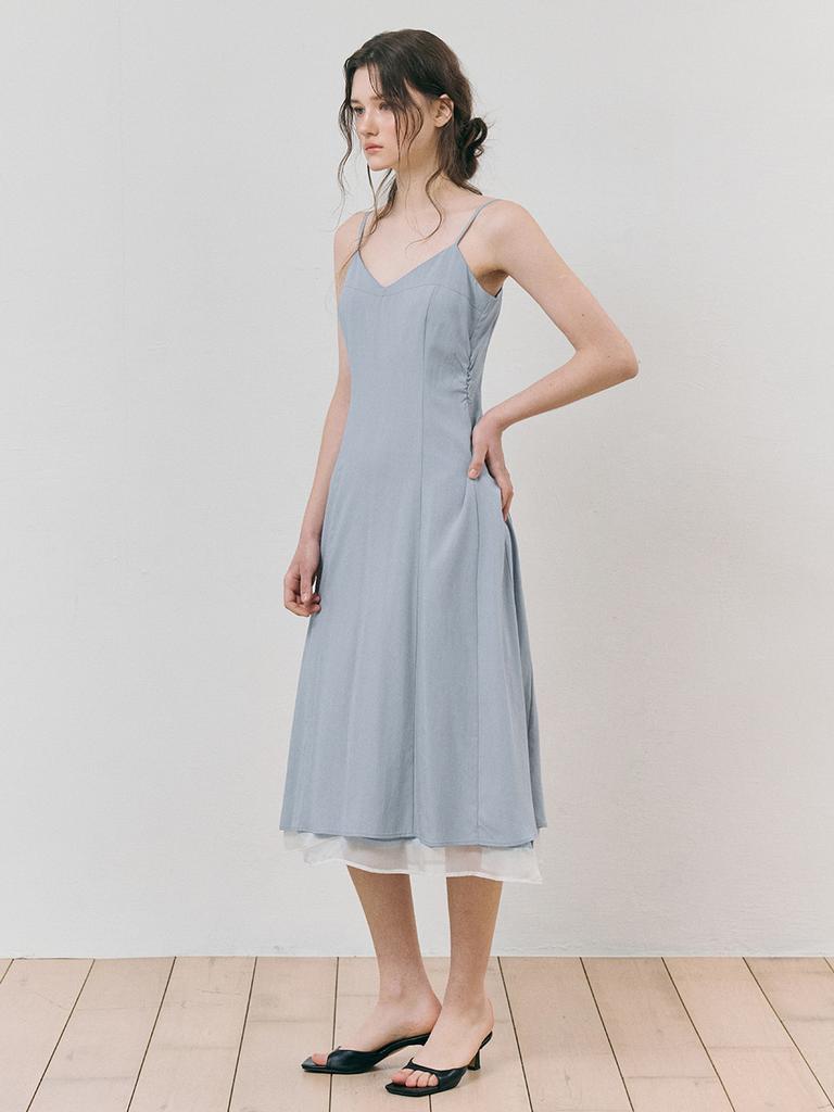 Etmont Slip Layered Hem Dress, Sky Blue