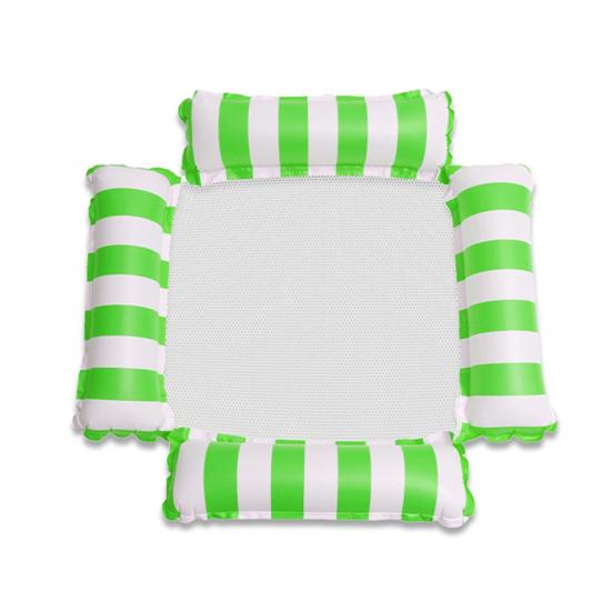 Striped Inflatable Pool Float 4 Tubes Water Hammock with Mesh Foldable Floating Lounge