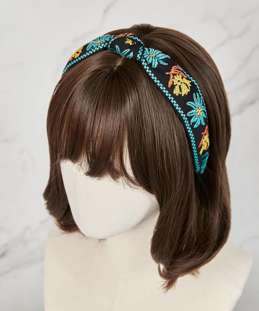 Maia Flower Jacquard Hairband - Knot Type Blue