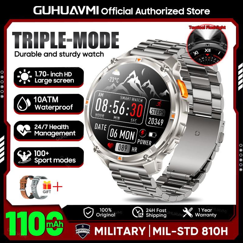 2026 New T-REX3 1100mAh Battery SmartWatch 10ATM Waterproof GPS Bluetooth Call 1.7" AMOLED HD Sports Flashlight Smart Watch Men