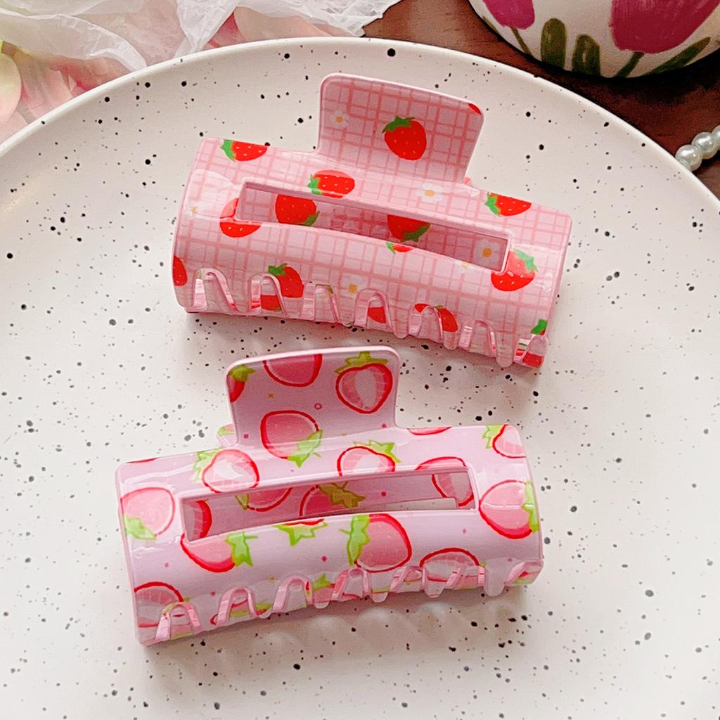 2Pcs Fruit Pattern Fun Hair Claw Clip,Summer Cute Fruit Hair Clip Jewelry for Women/Girls,Large Hair Claw Clip for Women