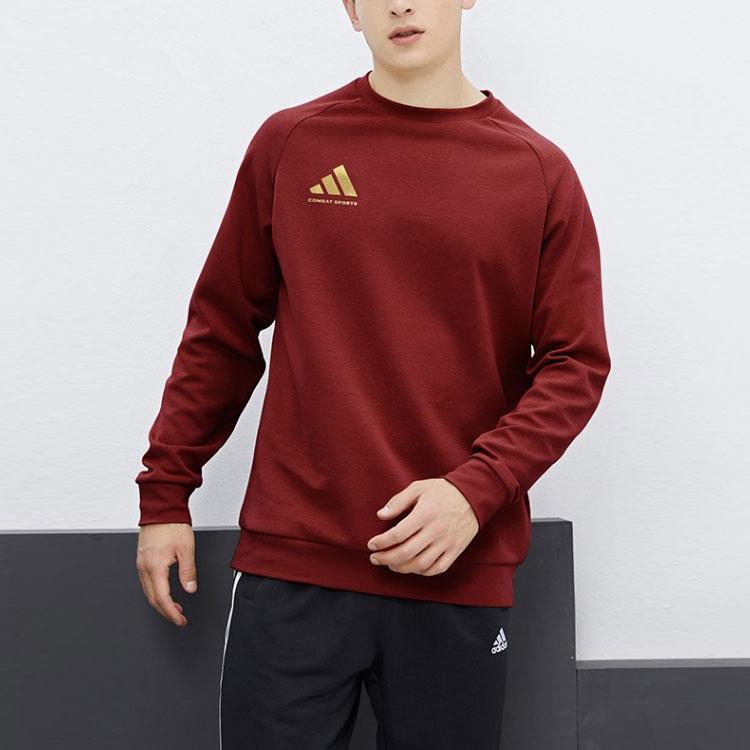 Adidas Logo Sportowy Fitness Casual Bluza z Okrągłym Dekoltem Unisex Bluza Czerwono-Złota ACLLSPS3CS-RG