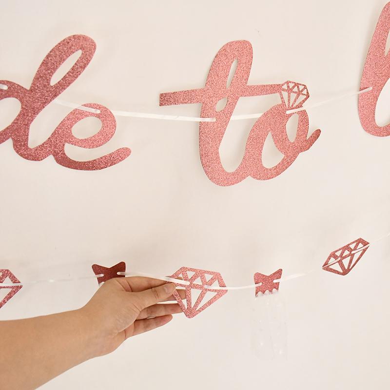 Glitter Bride To Be Banner for Wedding Bridal Shower Decoration Bachelorett Party Diamond Yarn Dress Garland Flag Photo Props