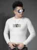 European Style High-End Printed Rhinestone Sweater for Men, Autumn and Winter Warm Base Layer Pullover Knitwear with Round Neck