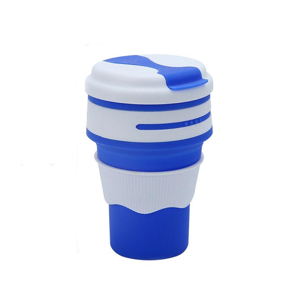 

High Temperature Resistant Silicone Tea Coffee Cup 350ml Collapsible Drinking Cup Travel Hiking темно-синий