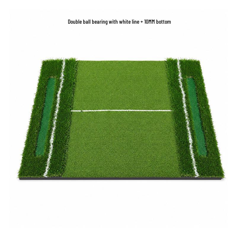 Two-Line Golf Practice Mat with Thickened Insertable Tee and Three-Grass Combination for Swing Training