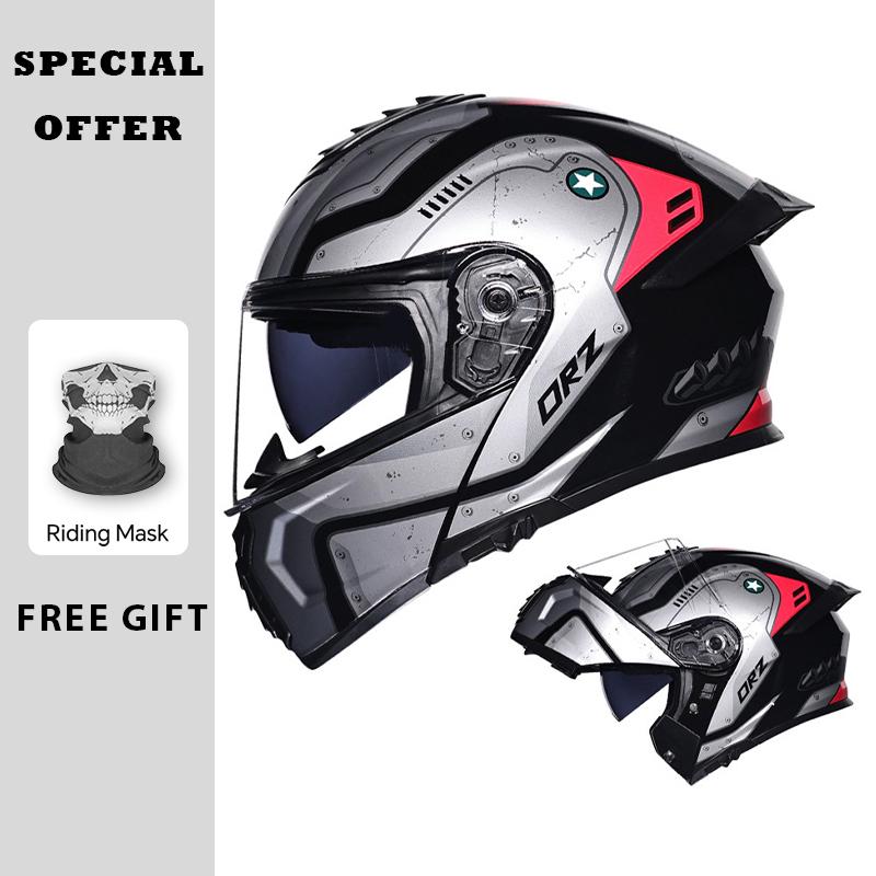 Double Visor Flip Up Motorcycle Helmets DOT ECE Full Face Modular Helmet Dual Visor Adult Men Women Couple Tail Ventilation