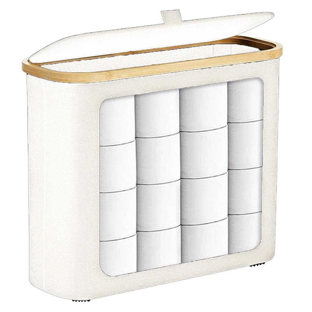 Foldable Bamboo Storage Bin with Lid for Kitchen Recycling