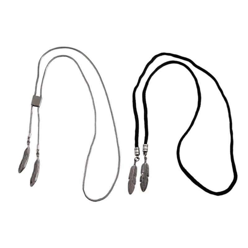 Punk Bolo Tie Cowboy Feathers Feathers Necktie Necklace Semi-finished Accessory