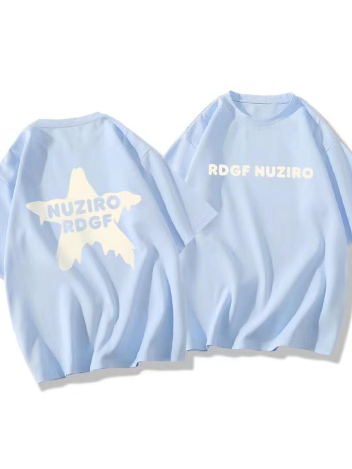 

Весна/Лето 2024 Трендовая свободная хлопковая футболка для студентов - Средняя длина, короткий рукав M (80-100 jin) небесно-голубой