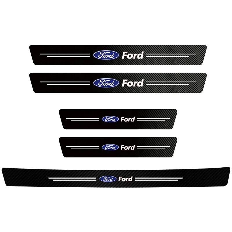 AACW1 Car Door Sill Anti-scratch Stickers Carbon Microfiber Sticker For Ford Edge Explorer Transit Ranger Kuga MK2 MK7 Fusion Ecosport