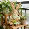 Easter Bunny Decoration, 35cm straw bunny figurine, Easter rabbit desktop ornament, handmade cute decorative bunny