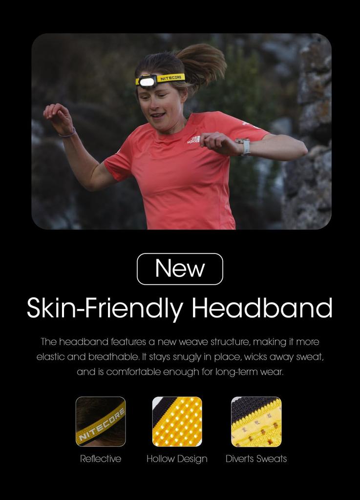 Nitecore UT27 Max 800 AAA Battery Trail Night Running Headlamp, Lumens, USB-C Rechargeable, Compatible, Running, (White)