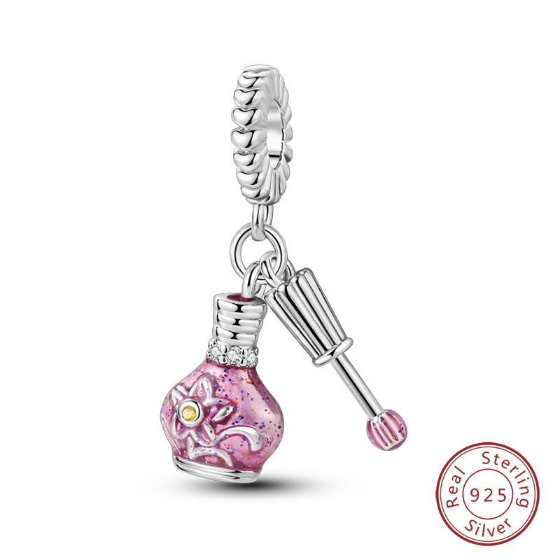 100% Copper Fashion Pink Princess Skirt Bag Lipstick Charms Beads Fit Qikaola Original Bracelets Diy Jewelry Gifts