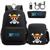 Large Capacity Schoolbag with Shoulder Strap; Student Three-piece Pencil Case Set