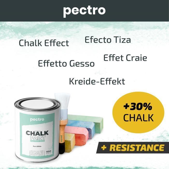 Peinture - Chalk Paint - NOIR PROFOND - 750ml - Effet Craie Naturelle - Brosse En Bois Incluse