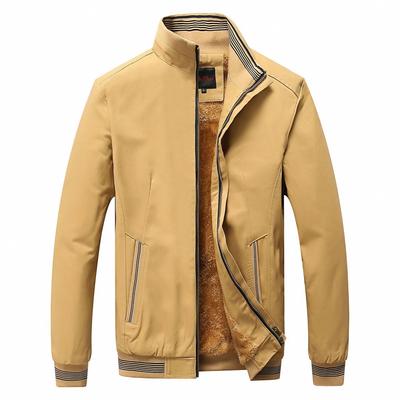 Herrenjacke mit Plüsch und verdickter Jacke aus gewaschener Baumwolle, lässiges Oberteil mit Stehkragen