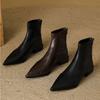 Chelsea Boots Women's Autumn Winter New Thick Heel Bootie Women's Retro Brown Chelsea Boot Pointed Low Heel Elastic Thin Boots