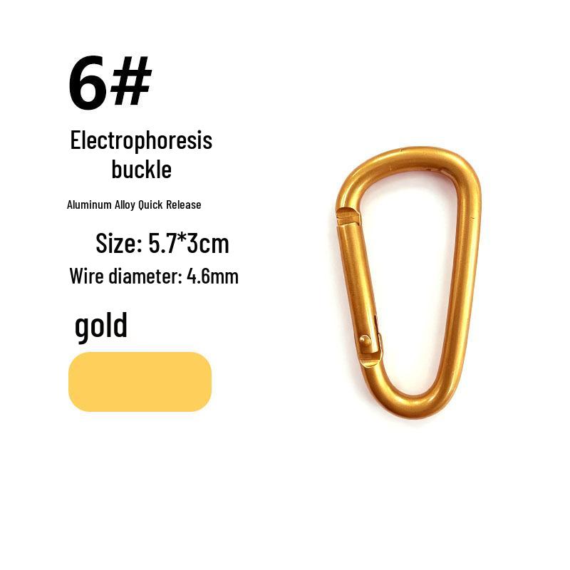 D-Shaped Aluminum Alloy Carabiner with All-Black Electrophoretic Finish (Sizes 4-8)