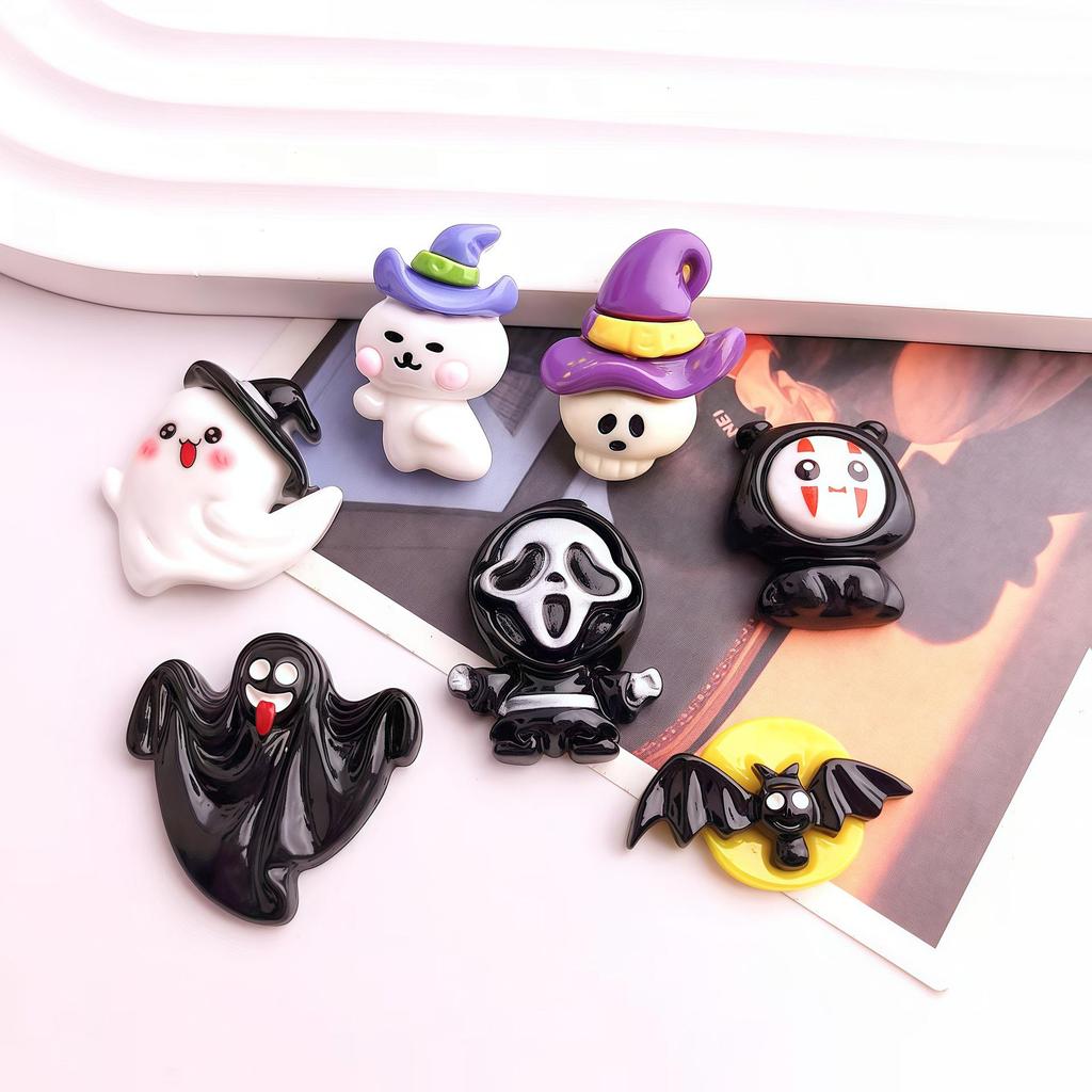 Halloween Ghost Monster DIY Cream Glue Phone Case and Hair Clip Resin Accessories.