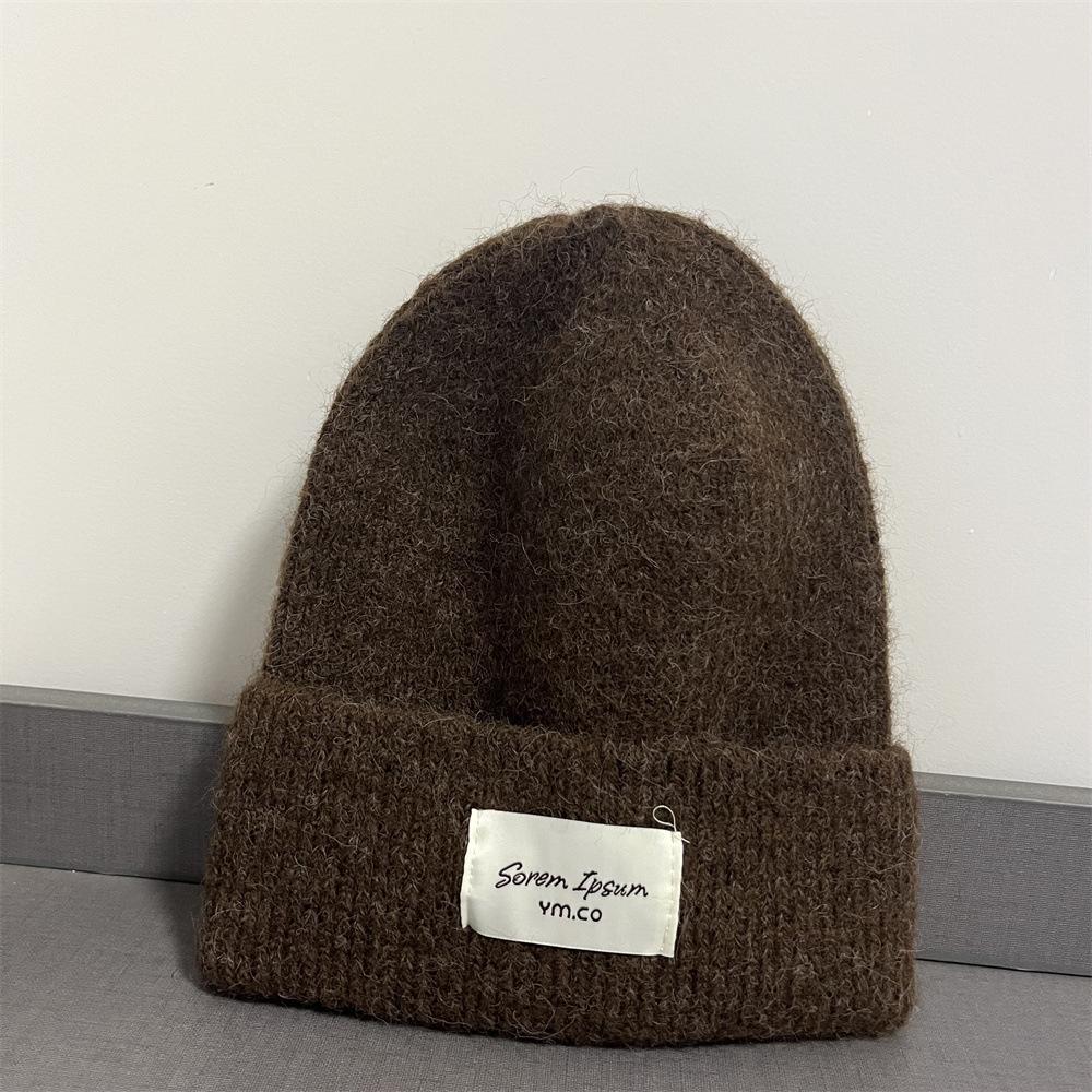 Kleiner Standard-Wollhut Damen warm schlicht retro Herbst und Winter kältefest Schlupfmütze modifiziert die Gesichtsform und zeigt ein kleines Gesicht