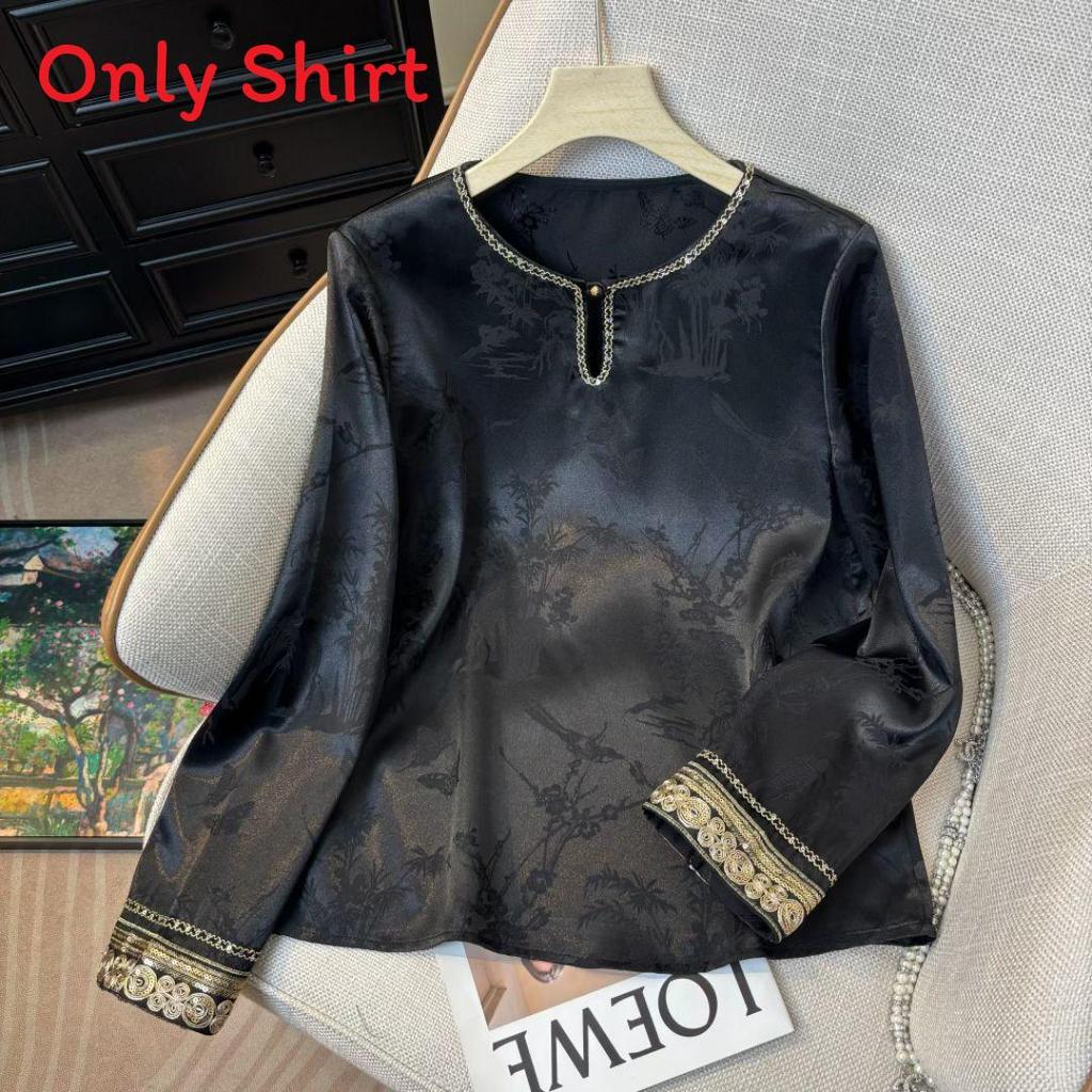 New Chinese Style Textured Knit Top With Geometric Pattern For Casual Women