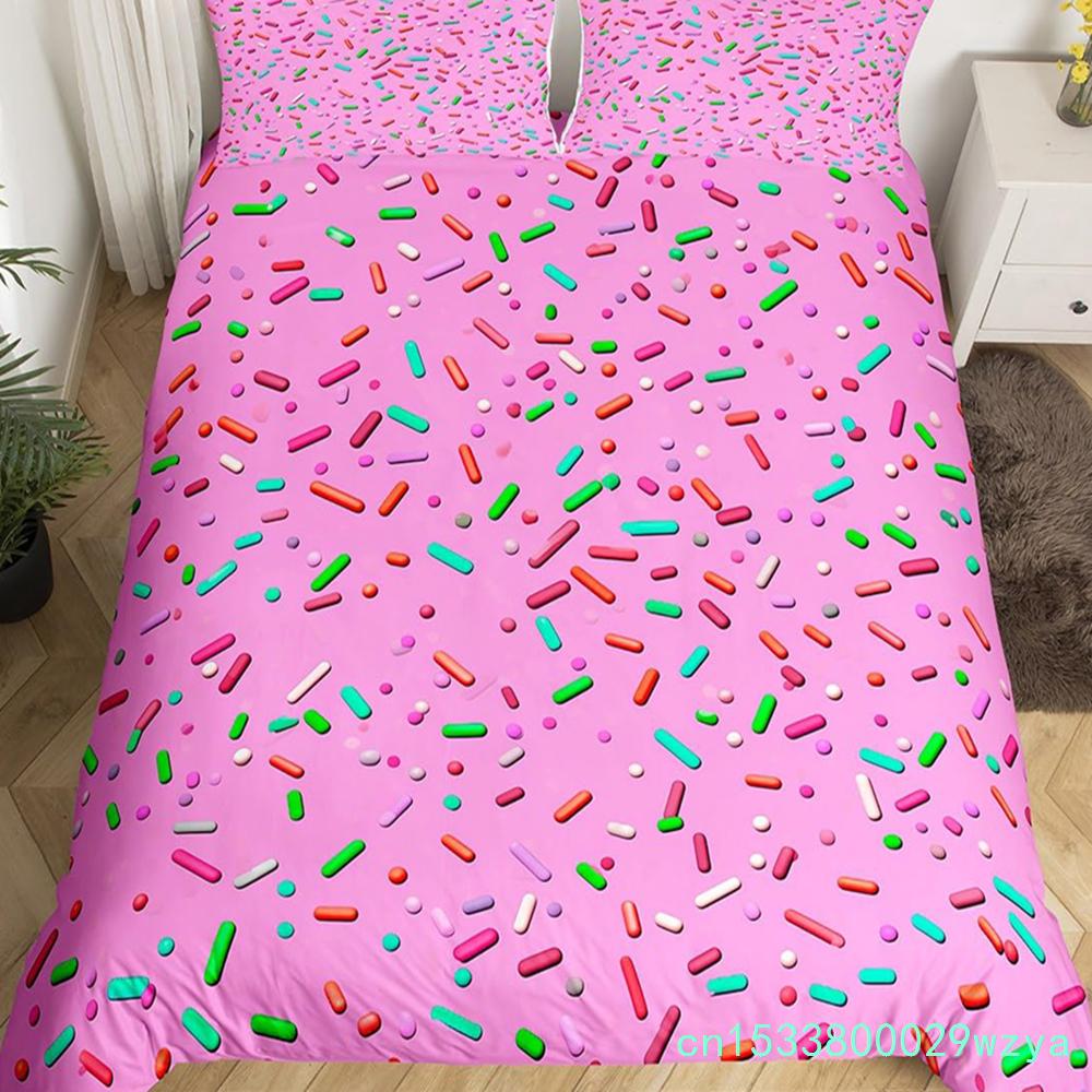 Donuts Bedding Duvet Cover Chocolate Doughnut Bedding Set Black White Comforter Cover Microfiber Whimsical Dessert Quilt Cover