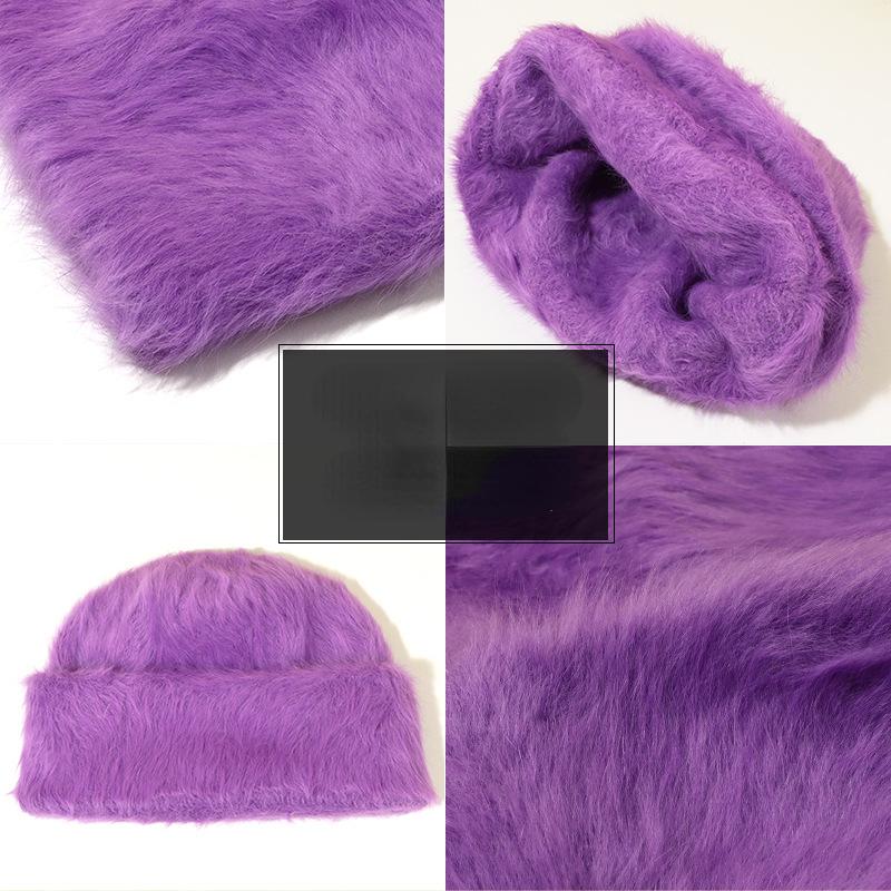 Kaninchenhaar-Flormütze für Damen, Herbst-Winter, Plüsch, japanische niedliche Damenmütze, warme Pelzmützen