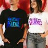 T-shirt Her King His Queen pour Couple Style Ciel Étoilé Vintage T-shirt assorti chic pour couple Manches courtes Hommes Femmes T-shirts Cadeaux