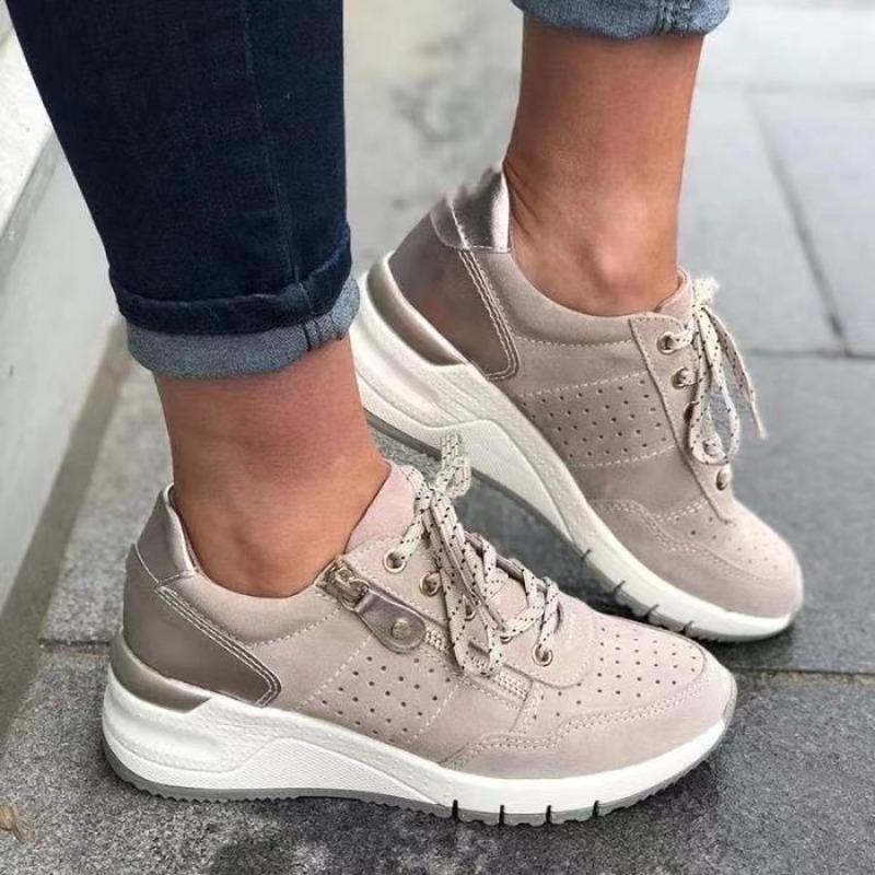 Sneakers for Women Fashion Wedges Platform Shoes Lace Up Vulcanized Shoes for Women Sport Runing Shoes Leather Casual Shoe Tenis