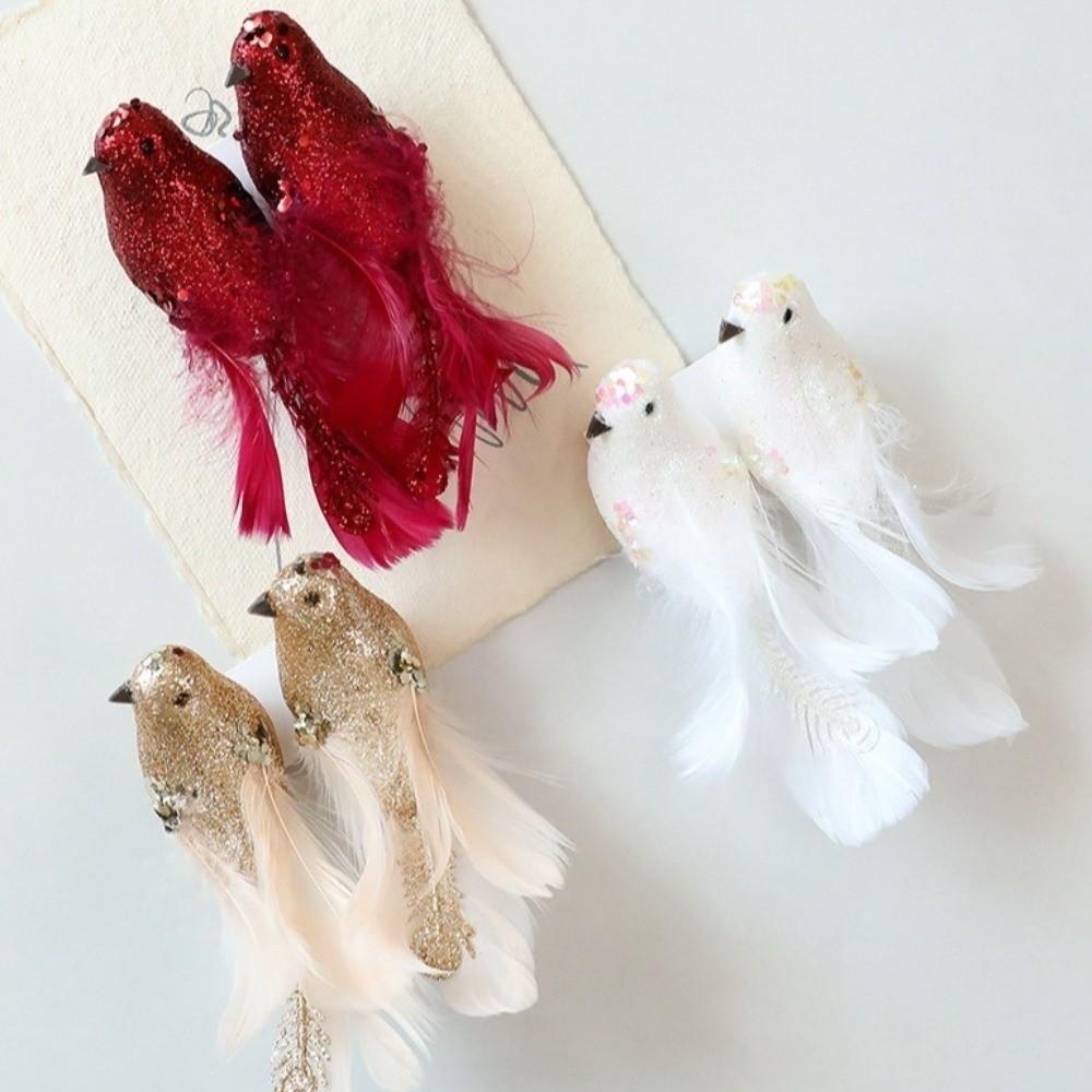 Realistic Christmas Tree Pendants White Doves Feather Birds Ornaments  Wedding Decoration