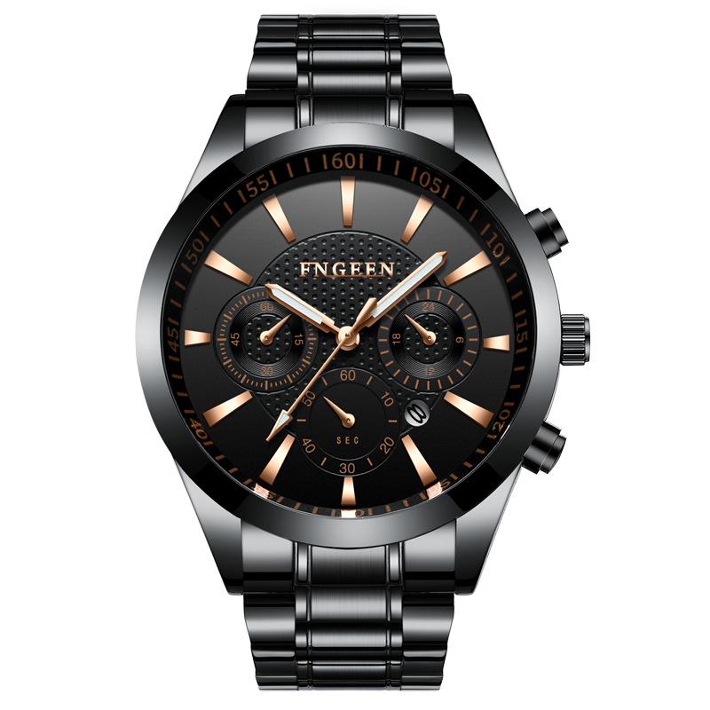 New imitation six-pin design men s watch waterproof luminous watch men s fashion calendar student black men s watch