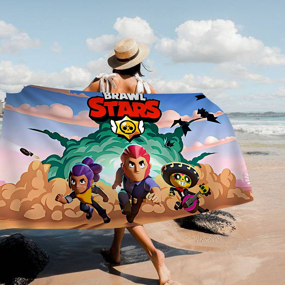 Cute B-rawl Game S-Stars Anime Beach Swimming Towel Soft Absorbent Washcloth Children's Gifts For Kids Travel Camping Gym