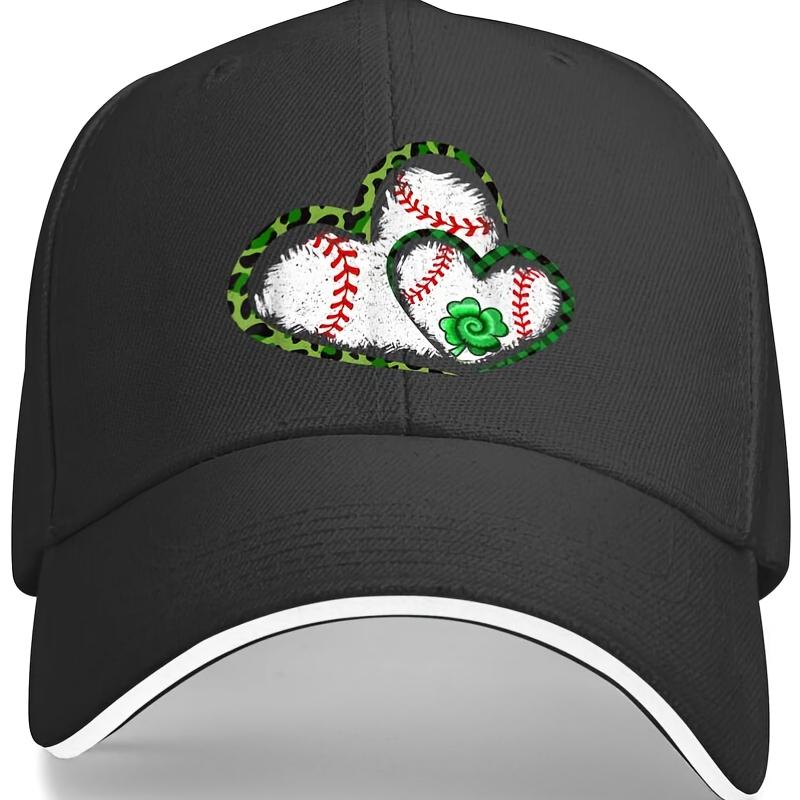 

Baseball Heart Shamrock Print Baseball Cap Adjustable Breathable Unisex Outdoor Sports Hat One Size