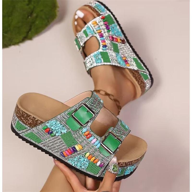 Cork Sandals Summer Women's Large Size Outer Wear Thick-soled Slippers