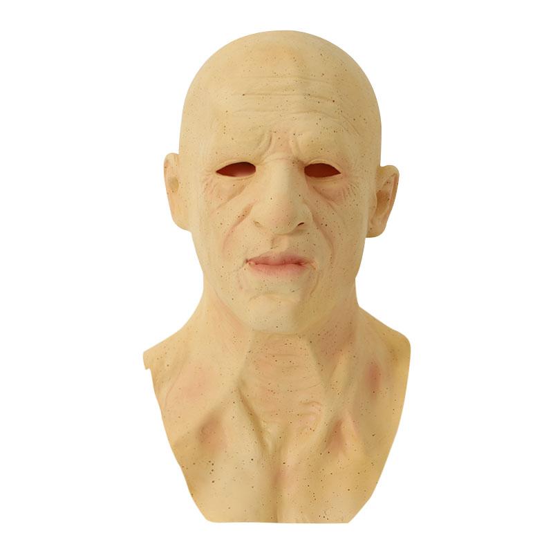 Hot Sale Realistic Latest Halloween Full Head Bareheaded Old Man Latex Headgear Cosplay Head Silicone Party Masks