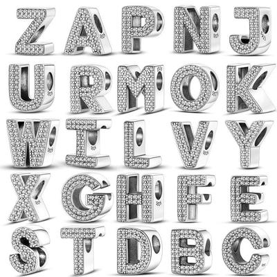 New Arrival ,New White Copper ,Silver -Plated Zircon Letter String Jewelry ,Hand -Painted Letter Jewelry ,Female -Fashion Charm Beads