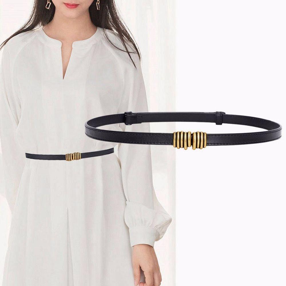 Metal buckle Zinc Zinc Alloy All-match Skirt decorations PU leather belt Thin waistband Circle Waist Strap