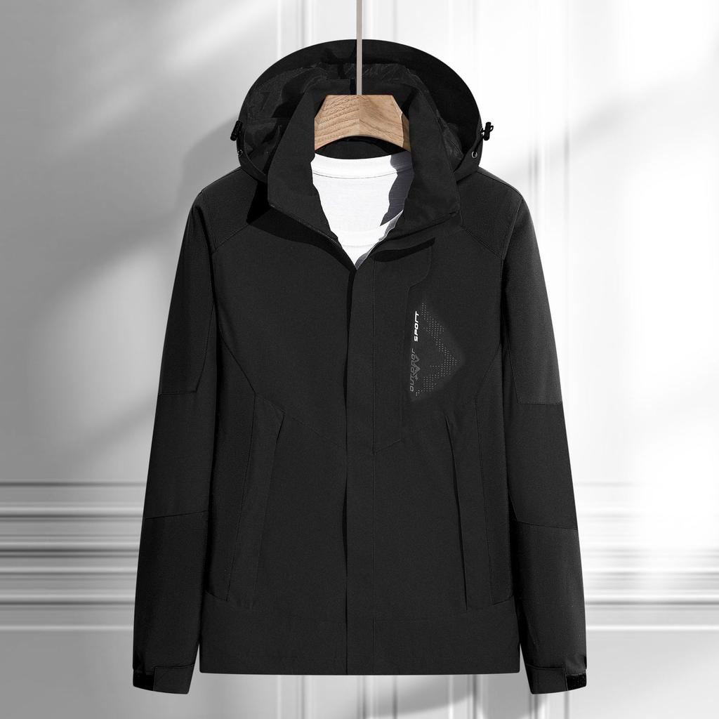 Giacca da Trekking Impermeabile Uomo Abbigliamento Outdoor Antivento Camping Traspirante con Cappuccio Alpinismo Sport Cappotti
