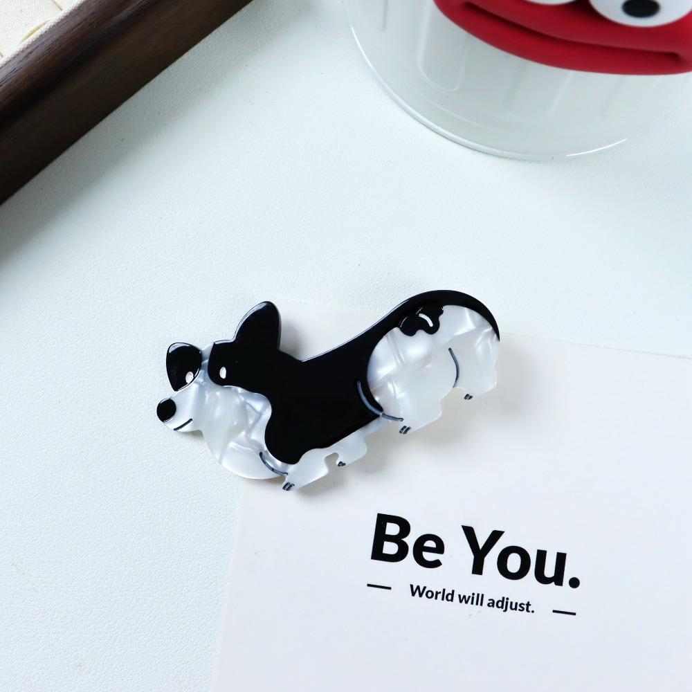 

Cartoon Corgi Hair Clip Animal Dog Hairpin Cute Acetate Puppy Hair Claw Girls чёрный