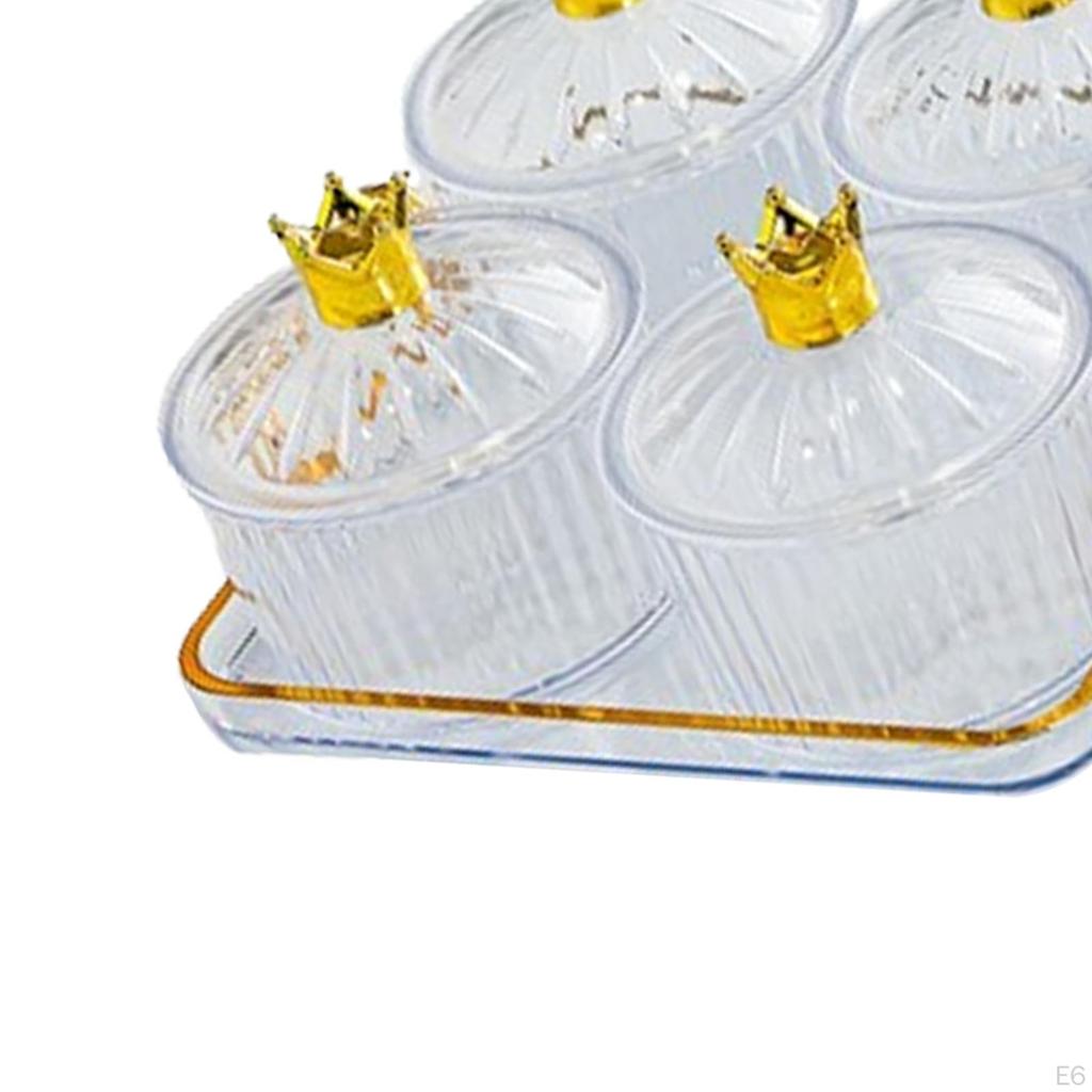 4 Grids Dried Fruit Plate Appetizer Serving Tray Dustproof Divided Dishes for Party Living