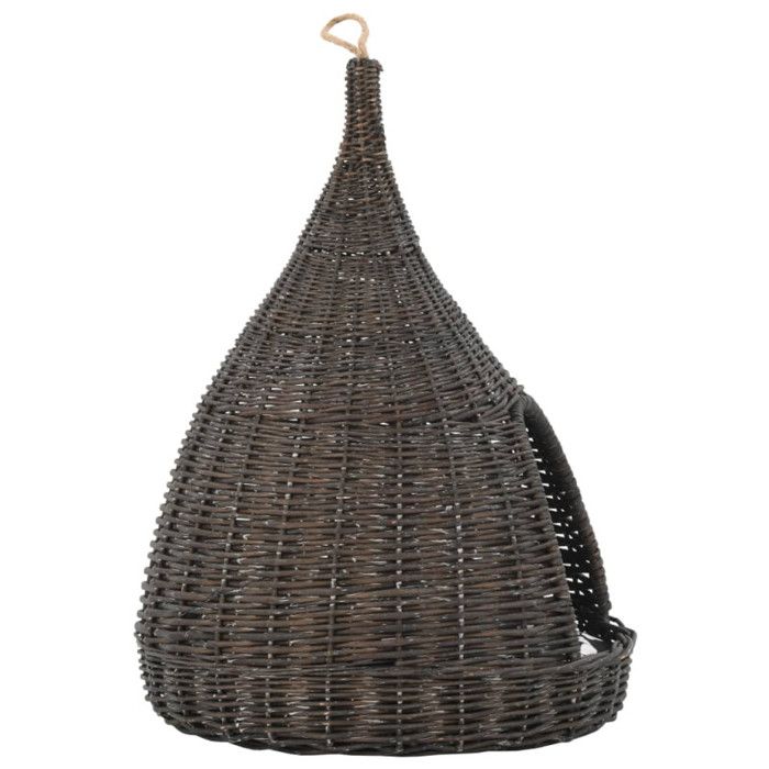 VidaXL Cat Basket with Cushion Grey 40x60 Cm Natural Willow