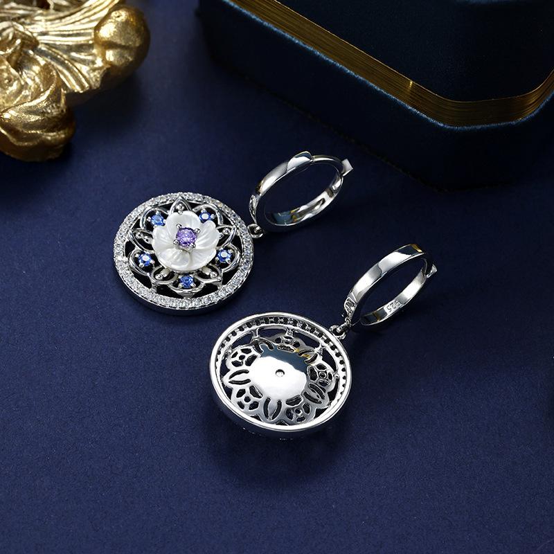 New Chinese Lotus Earrings Femininity 925 Sterling Silver Lotus Premium National Style Earrings