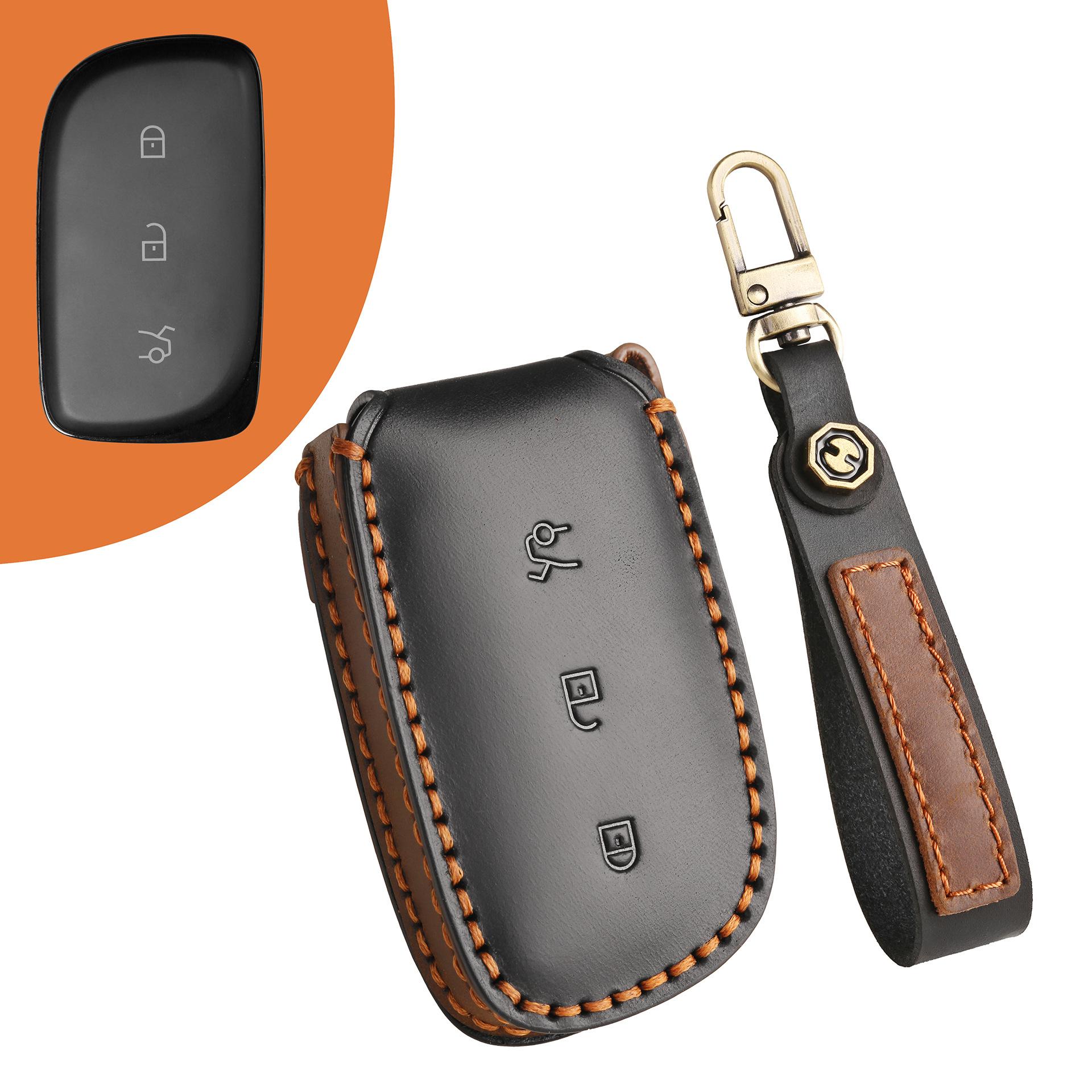 

Подходит для кожаного чехла для ключа автомобиля 25 Lynk & Co Z20 Z10, чехла для смарт-карты из козьей кожи Lynk & Co 900, натуральная кожа. чёрный