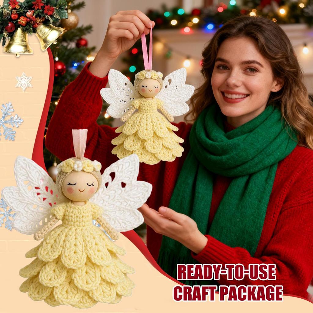 Crochet Kit Angel Ornament Handmade Christmas Beginners Complete Crochet Kit For Women Teens Kids Handicraft Lovers Home Party