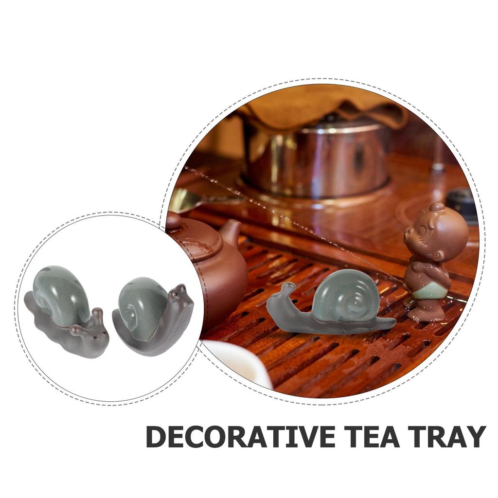 Lurrose Snail Figurines, Set of 2, Realistic Design, Ceramic, Brown Pets, Home Decor, Living Room, Bedroom, Office, Windowsill, Coffee Color