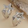 Y2K Trendy Star Couple Rings Set for Women Men Adjustable Opening Ring Punk Party Jewelry Personality Metal Accessories 2PCS