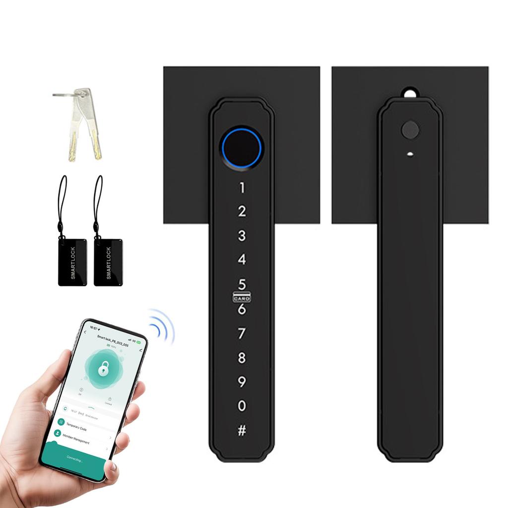 Smart Fingerprint   5 in 1 Keyless Entry Biometric Lock with APP Control Password Keypad IC Card Auto Lock for   Apartment