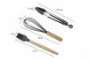 11-Piece Silicone Kitchen Utensil Set with Wooden Handles - Black & Khaki Storage Bucket Included