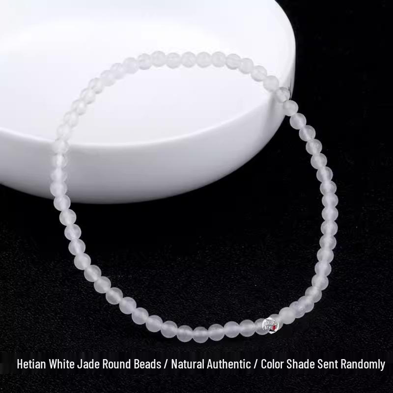 Hetian White Jade and Jadeite Beads: Smoky Purple Lotus Root Design